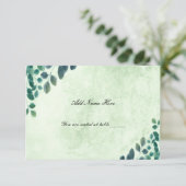 Waterverf Greenery Eucalyptus Leaves Place Card RSVP Kaartje (Staand voorkant)
