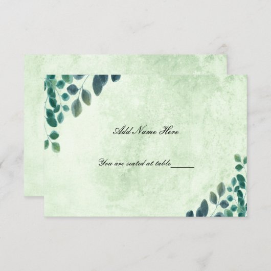 Waterverf Greenery Eucalyptus Leaves Place Card RSVP Kaartje (Voorkant / Achterkant)