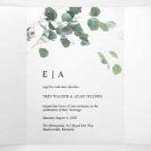 Waterverf Greenery Eucalyptus Leaves Wedding Drieluik Uitnodiging (Binnenkant midden)