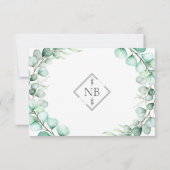 Waterverf Greenery Eucalyptus Leaves Wedding RSVP Kaartje (Achterkant)