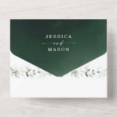 Waterverf Greenery Eucalyptus met Gold Wedding All In One Uitnodiging (Achterkant)