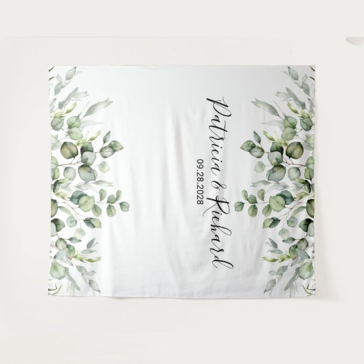 Waterverf Greenery Eucalyptus Wedding Backdrop Wandkleed (Voorkant (horizontaal))