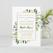 Waterverf Greenery Eucalyptus Wedding Gold Kaart (Staand voorkant)