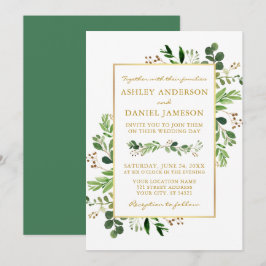 Waterverf Greenery Eucalyptus Wedding Gold Kaart