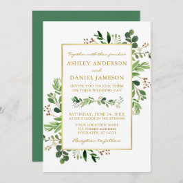 Waterverf Greenery Eucalyptus Wedding Gold Kaart
