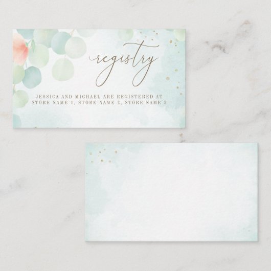 Waterverf Greenery Eucalyptus Wedding Registry Informatiekaartje (Voorkant / Achterkant)