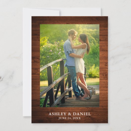 Waterverf Greenery Eucalyptus Wood Foto bruiloft Kaart (Achterkant)