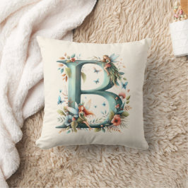 Waterverf Greenery Fairies Monogram Letter B Kussen
