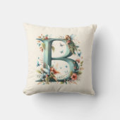 Waterverf Greenery Fairies Monogram Letter B Kussen (Voorkant)
