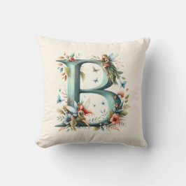 Waterverf Greenery Fairies Monogram Letter B Kussen