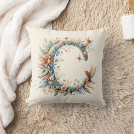 Waterverf Greenery Fairies Monogram Letter C Kussen