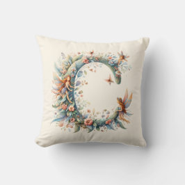 Waterverf Greenery Fairies Monogram Letter C Kussen