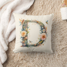 Waterverf Greenery Fairies Monogram Letter D Kussen