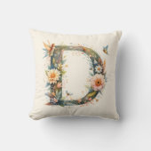 Waterverf Greenery Fairies Monogram Letter D Kussen (Voorkant)