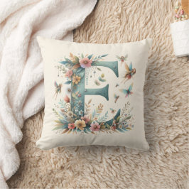 Waterverf Greenery Fairies Monogram Letter E Kussen