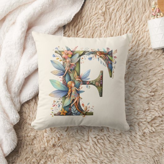 Waterverf Greenery Fairies Monogram Letter F Kussen (Deken)