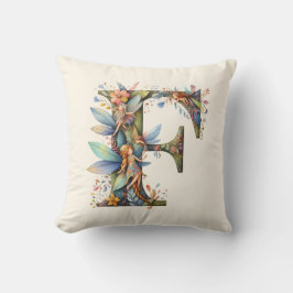 Waterverf Greenery Fairies Monogram Letter F Kussen