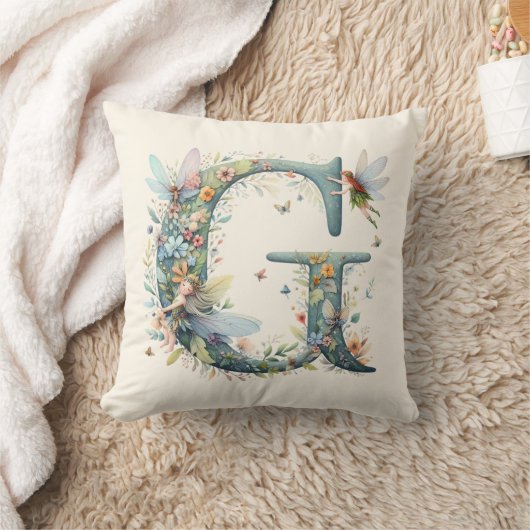 Waterverf Greenery Fairies Monogram Letter G Kussen (Deken)