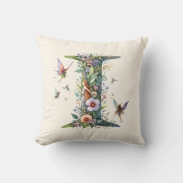 Waterverf Greenery Fairies Monogram Letter I Kussen
