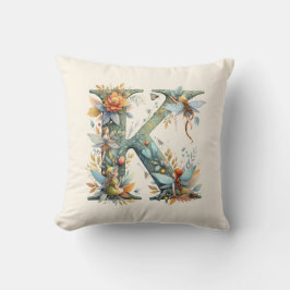 Waterverf Greenery Fairies Monogram Letter K Kussen