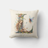 Waterverf Greenery Fairies Monogram Letter L Kussen (Voorkant)
