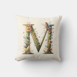 Waterverf Greenery Fairies Monogram Letter M Kussen