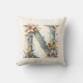 Waterverf Greenery Fairies Monogram Letter N Kussen