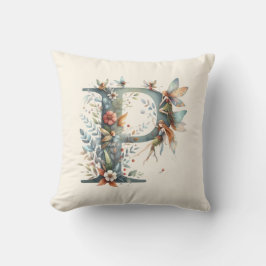 Waterverf Greenery Fairies Monogram Letter P Kussen