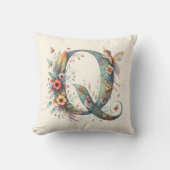 Waterverf Greenery Fairies Monogram Letter Q Kussen (Voorkant)