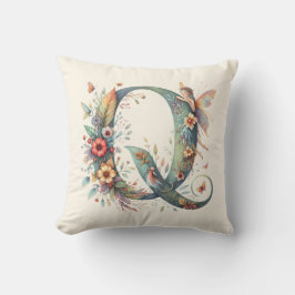 Waterverf Greenery Fairies Monogram Letter Q Kussen