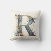 Waterverf Greenery Fairies Monogram Letter R Kussen (Voorkant)