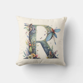 Waterverf Greenery Fairies Monogram Letter R Kussen