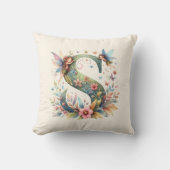Waterverf Greenery Fairies Monogram Letter S Kussen (Voorkant)