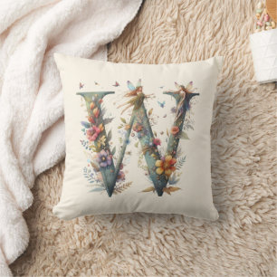 Waterverf Greenery Fairies Monogram Letter W Kussen