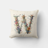 Waterverf Greenery Fairies Monogram Letter W Kussen (Voorkant)