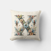 Waterverf Greenery Fairies Monogram Letter X Kussen (Voorkant)
