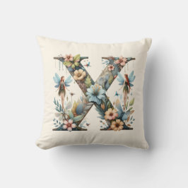Waterverf Greenery Fairies Monogram Letter X Kussen