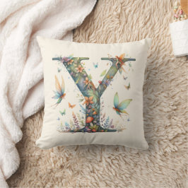 Waterverf Greenery Fairies Monogram Letter Y Kussen