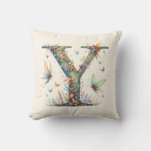 Waterverf Greenery Fairies Monogram Letter Y Kussen (Voorkant)