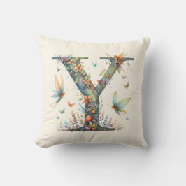 Waterverf Greenery Fairies Monogram Letter Y Kussen