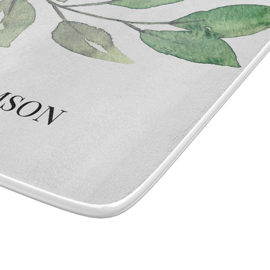 Waterverf Greenery Familienaam Snijplank (Hoek)
