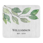 Waterverf Greenery Familienaam Snijplank (Voorkant)