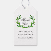 Waterverf greenery floral baby shower bedankt cadeaulabel (Voorkant)