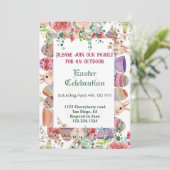 Waterverf Greenery Floral Bunny Easter Lijst Kaart (Staand voorkant)