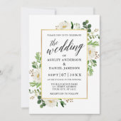 Waterverf Greenery Floral Calligraphy Wedding Kaart (Voorkant)