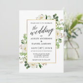 Waterverf Greenery Floral Calligraphy Wedding Kaart (Staand voorkant)