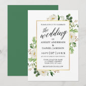 Waterverf Greenery Floral Calligraphy Wedding Kaart (Voorkant / Achterkant)