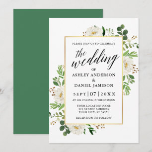 Waterverf Greenery Floral Calligraphy Wedding Kaart