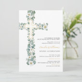 Waterverf Greenery Floral Doop Uitnodiging (Staand voorkant)