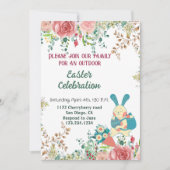 Waterverf Greenery Floral Easter Bunny Eggs Cute Kaart (Voorkant)